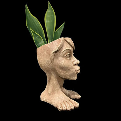 Aunt Tia Maria Planter Face Pot Patio & Garden Statue in Stone Wash Finish