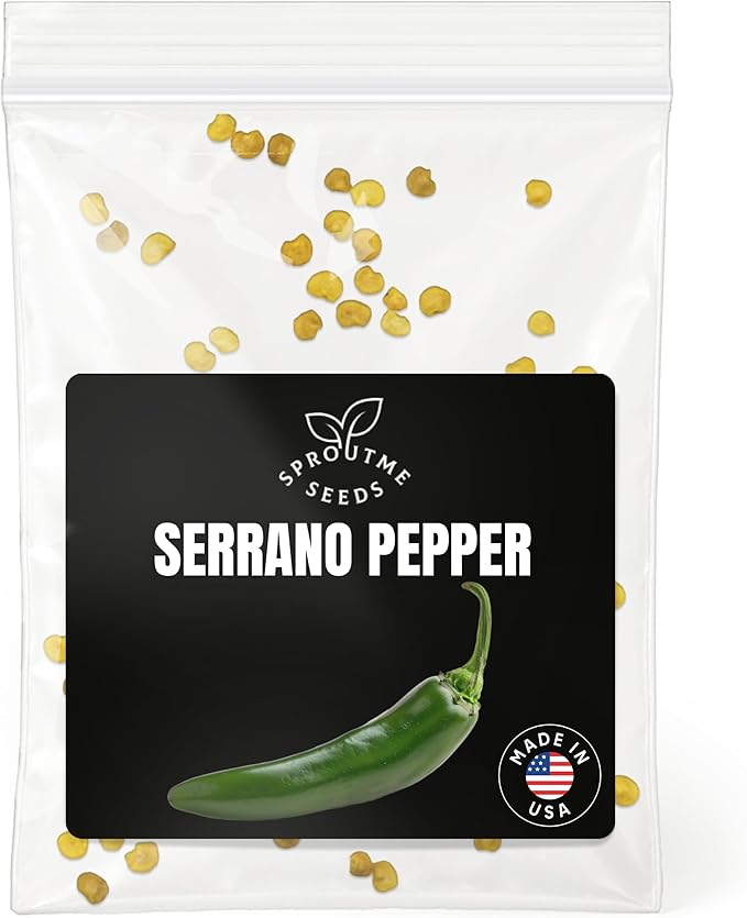 Serrano Pepper Seeds for Planting – 50 Non-GMO Heirloom Hot Chili Seeds, 10,000–23,000 SHU, Capsicum annuum