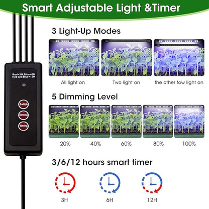 MQUPIN 80-Cell Seed Starter Tray with Grow Light, 2-Pack Adjustable Brightness Seed Starter Kit with Humidity Dome,Smart Timer,Watering Sprayer,Seeder,Plant Germination Kit for Seeds Growing