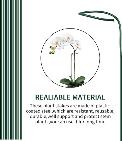 20Pcs Plant Support Stakes with 15 Pcs Plant Clips, Plant Sticks for Indoor and Outdoor Plants, Orchid Clips and Stakes,16inch Tall Bendable Single Stem Flower Stakes Bendable (20, Green-16inch)