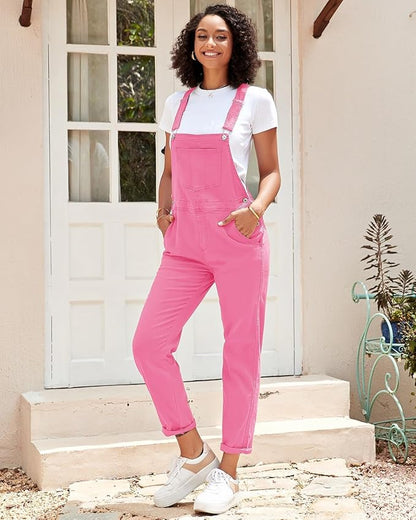 Vetinee Womens Classic Adjustable Straps Pockets Denim Bib Overalls Jeans Pants