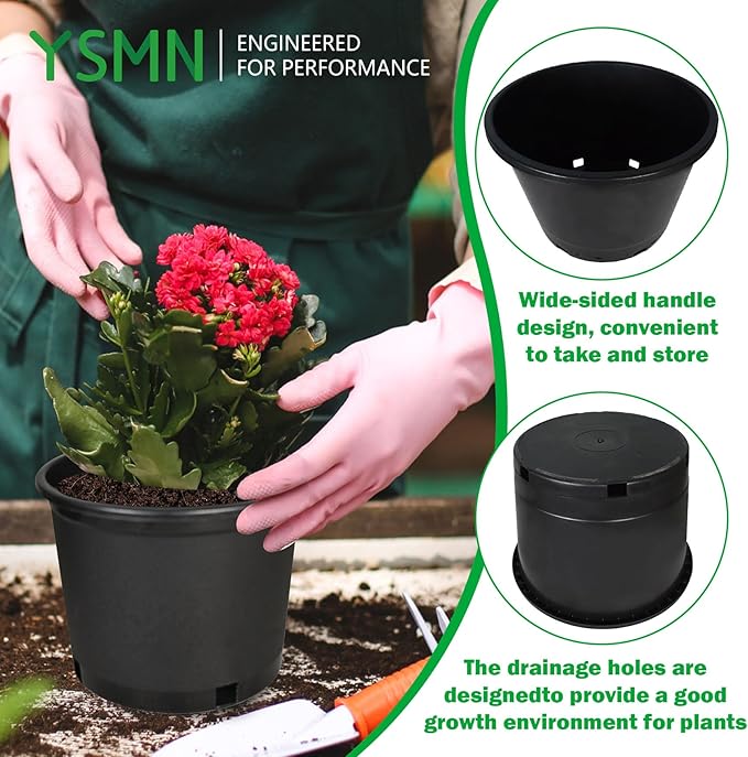Nursery Pots with Drainage Holes Pack of 10 Pcs 15 Gallon and Plant Label Flexible Seedling Pots Seed Starting Planter for Indoor Outdoor Flowers Succulents Cactus