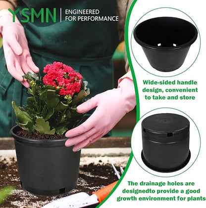 Nursery Pots with Drainage Holes Pack of 10 Pcs 15 Gallon and Plant Label Flexible Seedling Pots Seed Starting Planter for Indoor Outdoor Flowers Succulents Cactus