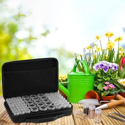 Seed Storage Organizer Box, 57 Slots Seed Collection Containers Seed Storage Box with Label Tweezer Funnel,Gardening Seed Keeper Set for Flower Plants Garden(2 Size)