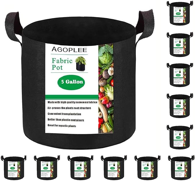 12-Pack 5 Gallon Plant Grow Bags Heavy Duty Thickened Nonwoven Fabric Pots with Handles