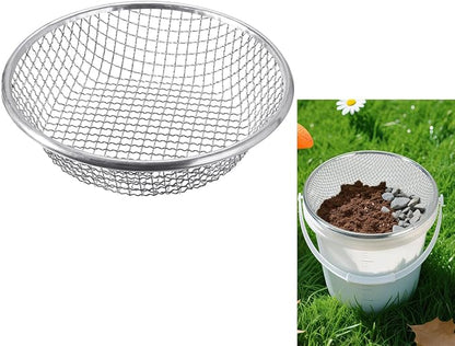 Soil Sifter Sieve Galvanized Screen for Compost, Dirt, Rocks, Garden, Soil Sieve Fits 5 Gallon Bucket, Composting Sifting Tool, 3/8in