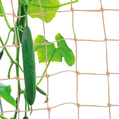 Jute Trellis Netting - Jute Netting for Garden, Heavy Duty Plant Support Netting for Climbing Plants, Cucumber, Vine, Fruits & Vegetables, Climbing Vining Plants (6.6 Ft x 9.8 Ft, 3.9 Inch Squares)