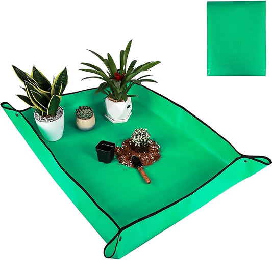 Herda 39.5" x 31.5" Plant Repotting Mat Waterproof Transplanting Mat and Potting Soil Mess Control,Square Succulent Gardening Mat Potting Soil Tidy Tray Repotting Mat Thick Foldable Soil Change Mat