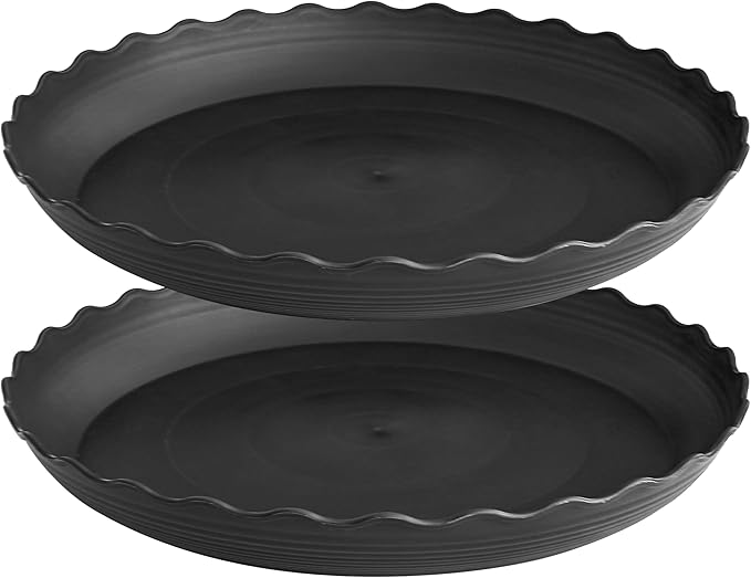 2 Pack of 10 inch Plant Saucer Plant Tray, Plastic Plant Saucer, Heavy Duty Plant Tray for Pots, Plant Saucers for Indoors Planter, Garden Water Plate Bowls for Gallon Grow Bags (Black)