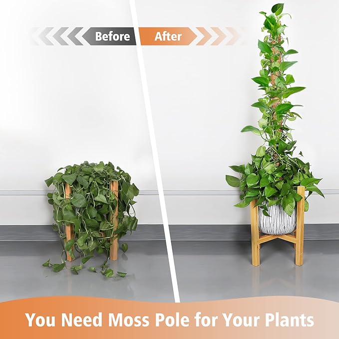 【4 Pack】 JJGoo Moss Pole, 17 inch Coco Coir Totem Poles Extending to 53 Inches, Plant Support Stick Plant Poles for Indoor Plants Climbing Plants Monstera, Sphagnum, Pothos