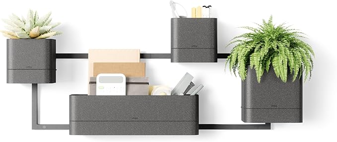 Umbra Cubiko Wall Planter with 4 Lightweight and Durable Pots (Black)
