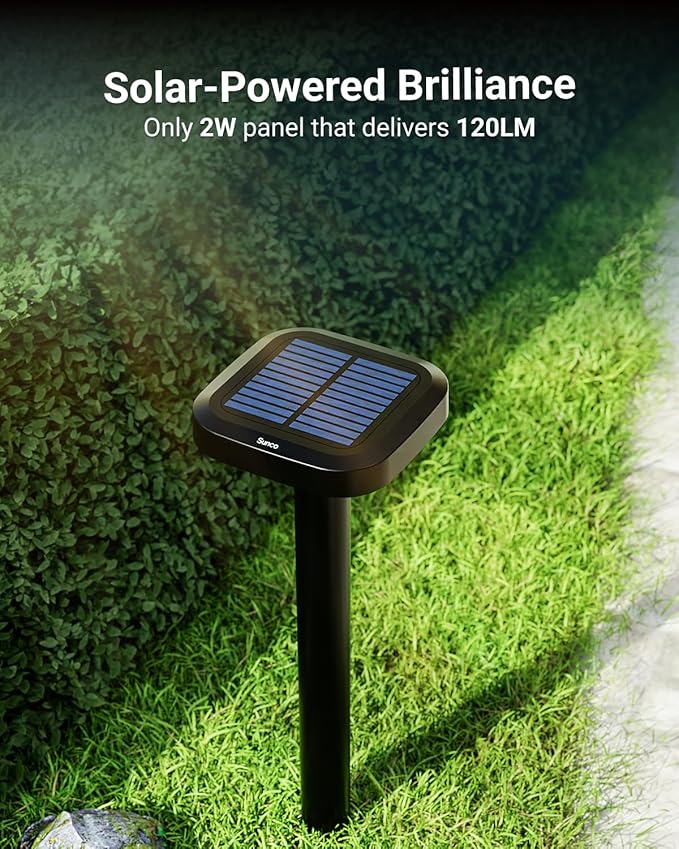 Sunco 6 Pack 2W LED Square Solar Pathway Walkway Driveway Backyard Patio Garden Outdoor Residential Super Bright Light, 120 Lumens, 2CCT 2700K Soft White/4000K Cool White, Dimmable, 3.7V