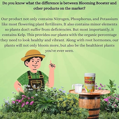 Bloom Booster - Flower Fertilizer for Indoor and Outdoor Plants - Blooming Promoter - Potted Plant Food - Water Soluble Flower Fertilizer - for Roots and Flowers - Tech Grade Raw Materials (1 Pound)