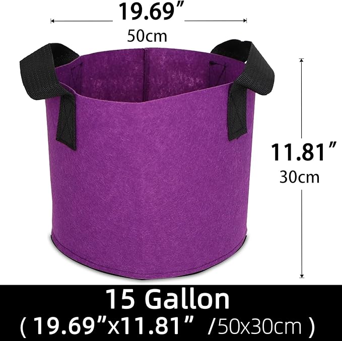 Grow Bags,Growing Pot Bags Garden Grow Bag Indoor Outdoor Fabric Aeration Plant Pot Container Flower Vegetable Pouch (Purple,15Gallon)