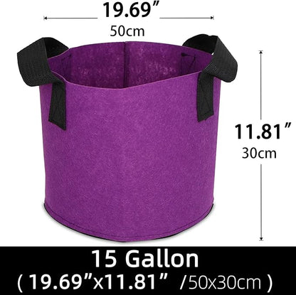 Grow Bags,Growing Pot Bags Garden Grow Bag Indoor Outdoor Fabric Aeration Plant Pot Container Flower Vegetable Pouch (Purple,15Gallon)