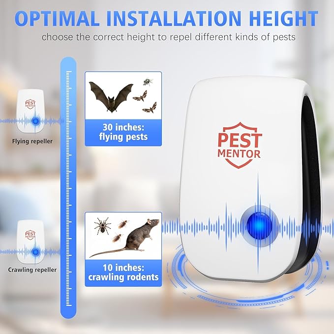 Ultrasonic Pest Control Repeller 10 Packs, Electronic Pest Repellent, Insect Repeller for Bugs, Mouse, Mosquito, Roach, Rodent, Spider, Ant