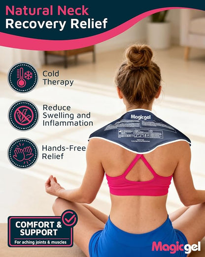 Magic Gel Neck Ice Pack - Shoulder Ice Pack - Cooling Neck Wrap - Cooler Ring - Flexible and Reusable Cold Pad - Lightweight & Comfortable - One Size Fits Most (Gray)