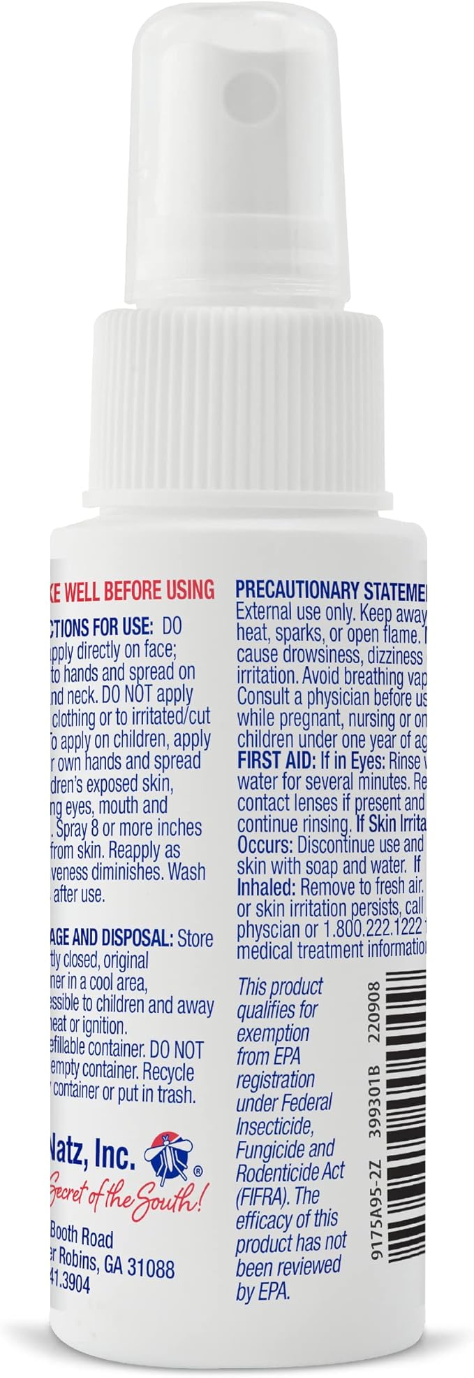 No Natz Botanical Insect Repellent, DEET-Free, Made with Natural Essential Oils, Non-Greasy Formula, Made in The USA, Fresh Scent, 8 Ounce and 2 Ounce Spray Bottle, 2-Pack