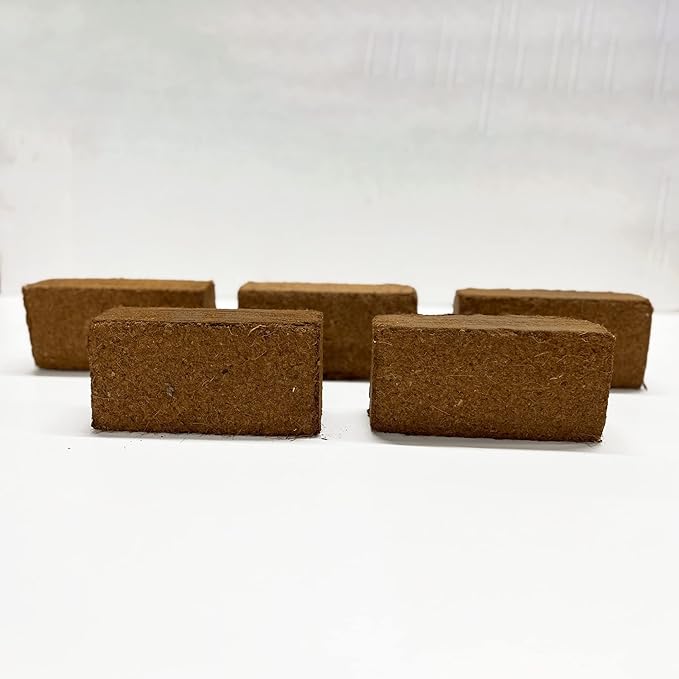 Premium Coconut Coir Pith 5 Brick Pack 650gm/1.4 Lbs | 100% Organic | Expands Approx 2.3 Gallon | Lowest EC and Ph Balance