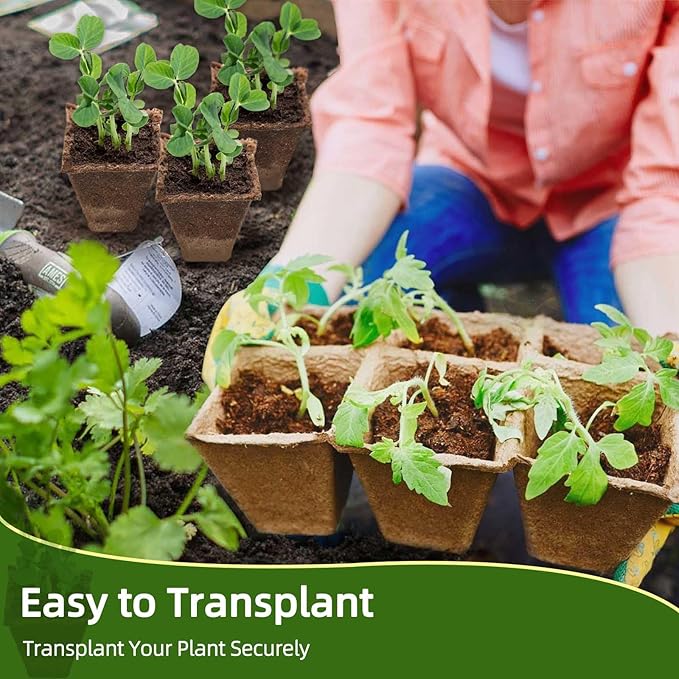 Seed Starter Tray,240 Cell Biodegradable Peat Pots Seed Starter Kit,Organic Germination Trays for Vegetable Flower Seedlings with 20 Plant Labels & 2 Garden Tools -20 Pack(Khaki)