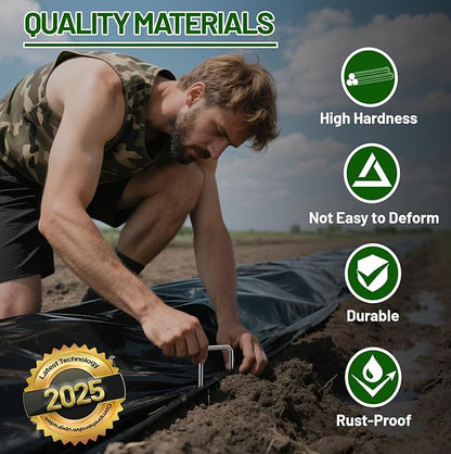 52 Pack 6in Landscape Staples Galvanized Garden Stakes Plant Stakes for Garden,Yard,Field,Plastic Sheeting,Cages