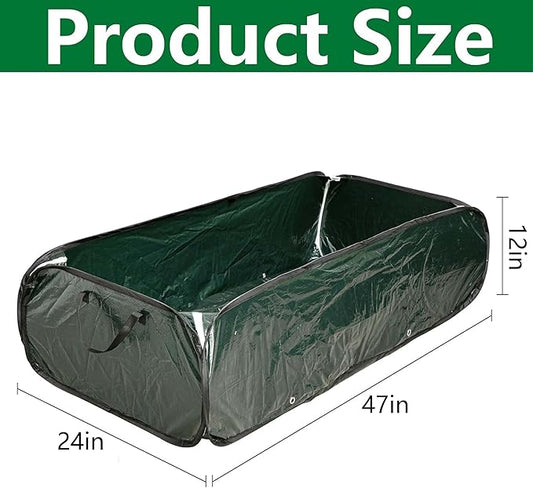 EBaokuup 47 x 24 x 12 Inch PE Pop-up Rectangular Planting Bag, Wire Support Rectangle Plant Growing Bag, UV Protected Rectangular Planter Bed for Garden Vegetable Flowers Fruit
