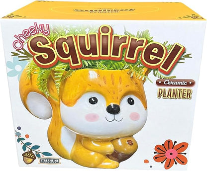 Streamline Imagined Squirrel Planter, Yellow