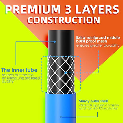 5/8 IN. × 90FT. Flexible Rubber Garden Hose, High Flow 5/8" I.D. Brass Fitting No Memory Durable Heavy Duty Water Hose for Watering, Irrigation, Water Transfer Pump