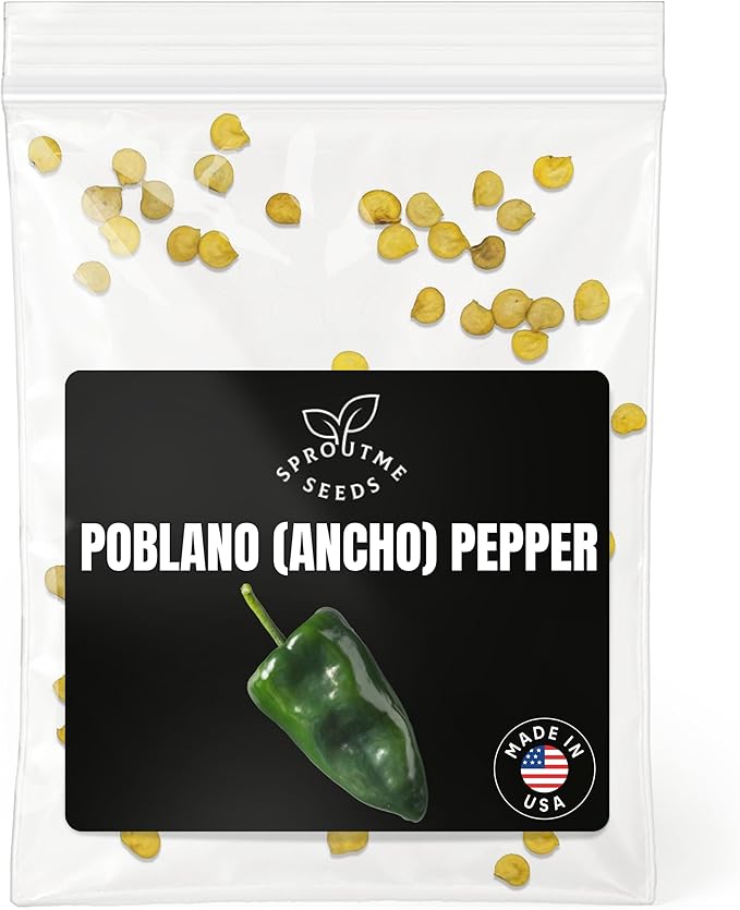Poblano Ancho Pepper Seeds for Planting – 50 Non-GMO Heirloom Mild Chili Seeds, 1,000–2,000 SHU (Capsicum annuum)