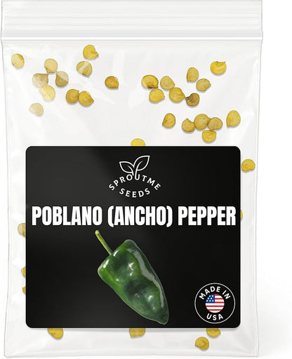 Poblano Ancho Pepper Seeds for Planting – 50 Non-GMO Heirloom Mild Chili Seeds, 1,000–2,000 SHU (Capsicum annuum)