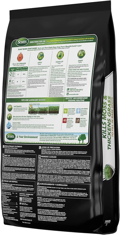 Scotts Turf Builder with Moss Control, Moss Killer and Lawn Fertilizer, Covers Up to 5,000 sq. ft., 25 lbs.