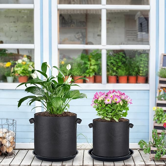 4 Pack 14'' Self-Watering Fabric Pot Base - Auto-Irrigation System Plant Saucer for 5 Gallon Fabric Pot, Auto Watering Plant Water Tray Self Watering System for Indoor Greenhouse Grow Tent Garden