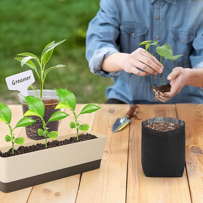 GREANER Plant Bags for Planting, 100 PCS Biodegradable Plant Pots, Fabric Seedling Starter Bags for Plants, Gardening Seed Plant Bag for Potato, Flower, Tomato Plant Starts