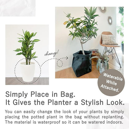 Planter Cover, Washable Kraft Paper Storage Bag, Interior, Case, Special Kraft Paper, Durable, Foldable, Toy Box, Stylish, Reliable Japanese Company, (Gray, Large)