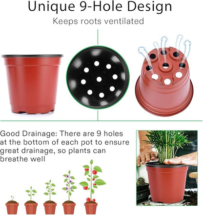 VIVOSUN 100 Pcs 4 Inch Plastic Plant Nursery Pots, Seed Starting Pot, Flower Plant Container for Seedlings, Cuttings, Transplanting