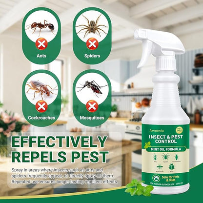 Peppermint Oil Insect Repellent Spray 16 OZ, Natural Indoor & Outdoor Bug Control for Spiders, Ants, Roaches, and More, Kids and Pets Safe, Suit for Garage Kitchen Attic Patio Basement