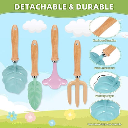 4PCS CPC Certified Kids Gardening Tools – Sturdy, Attractive & Long-Lasting Garden Set for Boys and Girls, Safe Outdoor Gardening Kit for Play & Learning