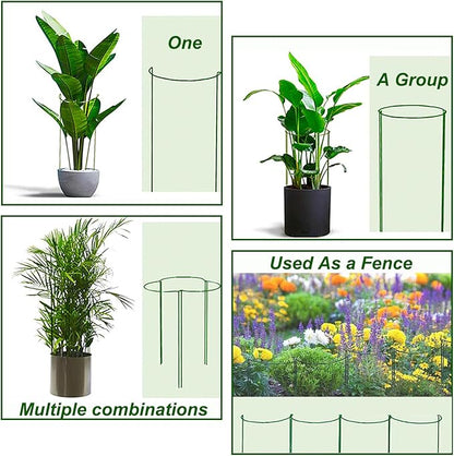 12 Pack Plant Support Stake, 16 Inch Peony Cages and Supports for Outdoor Plants, with 15 Pcs Plant Labels, 20 Pcs Plant Clips, 7ft Plant Ties