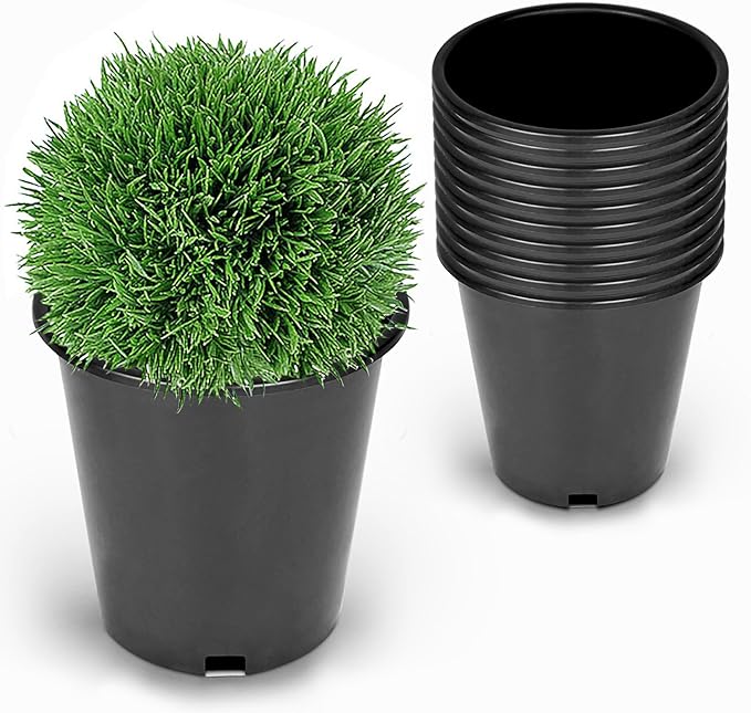 10-Pack 1.6 Gallon Round Planter Nursery Pots, Flower Plant Container Injection Molded Plastic Nursery Pots Gardening Pots for Indoor Outdoor Vegetables, Succulents, Black