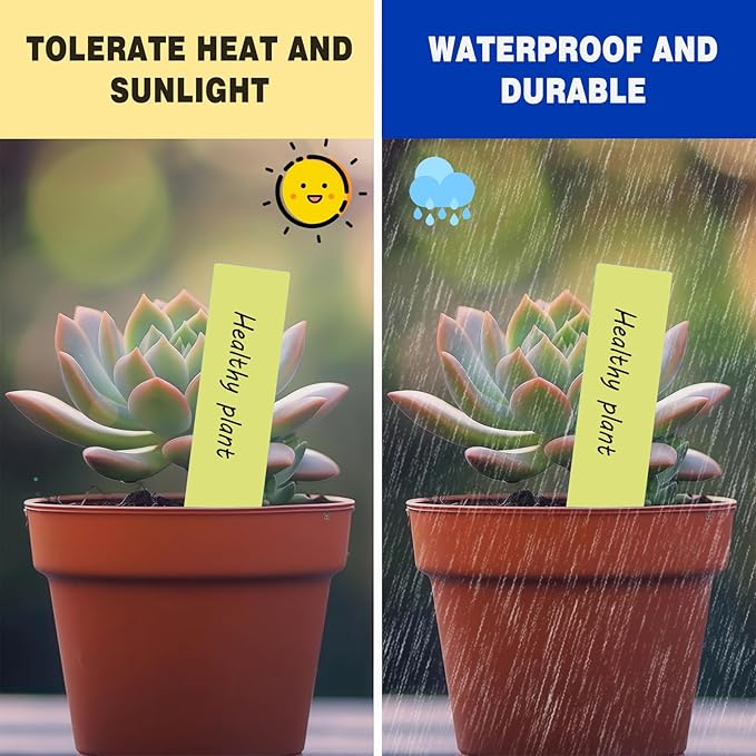 Plant Labels 200 Pcs Yuanling for Seeding Plastic Waterproof Plant Name Tags Garden Labels Marker Garden Pots Stakes for Outdoor Potted Plants Belt Permanent Marking Pen
