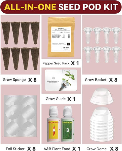 Hot Pepper Seed Pod Kit for Aerogarden, Inbloom, 8 Pods, Ahopegarden Hydroponics Growing System Indoor Garden, Include Jalapeno Peppers and Cayenne Chili Peppers,8 Pods, 500+ Seeds