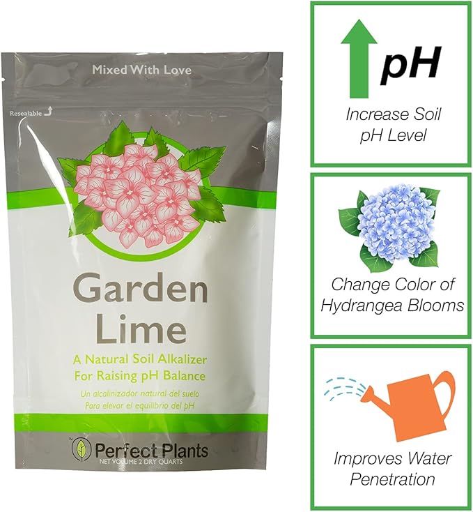 Perfect Plants Garden Lime Soil Amendment 2 qt. | 6lbs | Calcium Carbonate Rich for Horticultural Use | Garden, Lawn, & Potted Plants | Turns Acid Medium Basic (2 qt.)