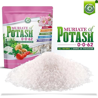 Muriate of Potash 0-0-62 Fertilizer Made in USA - MOP Potassium Plant Food for Indoor/Outdoor Plants, Flower Gardens, Fruit and Vegetable Gardens, Holistic Herbs, Trees and Green Lawns!