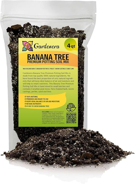 Gardenera Premium Banana Tree Soil Mix - 4 Quart - Nurture Your Banana Trees with The Perfect Blend of Nutrients and Drainage for Exceptional Growth and Fruit Production