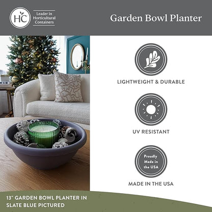 The HC Companies 24 Inch Shallow Garden Bowl Plant Pot with Drainage, Lightweight UV-Resistant Plastic Planters for Succulents, Herbs & More, 2-Pack Planters for Indoor Outdoor Home Decor, Teal