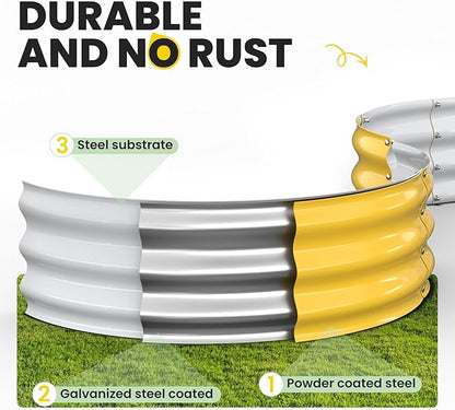 Raised Garden Bed, 4x4x1 FT Round Raised Garden Beds Outdoor, Metal Raised Beds for Gardening Vegetables Flower Herb