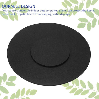 2 Pack Plant Coasters - Round Felt Pad Plant Mat Absorbent Fabric Coaster Apply to Outdoor/Indoor/Gardening Potted Plants (8"/17", Black)