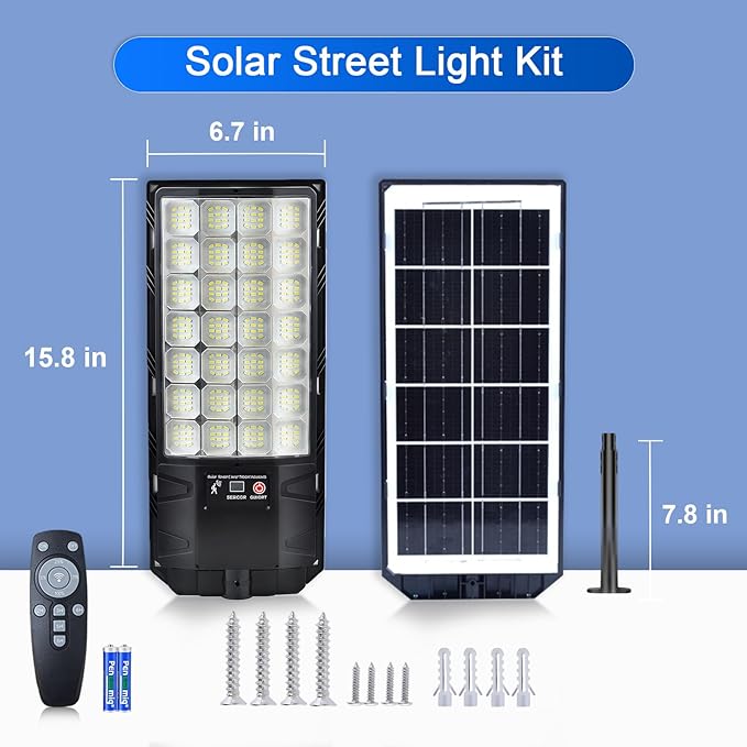 Solar Street Lights Outdoor, 6-Pack 45000LM, Dusk to Dawn Motion Sensor Light with Remote, 7500K LED Solar Flood Light, IP67 Waterproof Wall Mount Security Light for Yard, Garage, Driveway