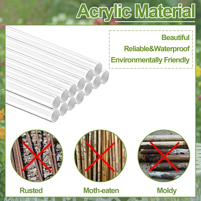 Mwellewm 30 Pcs Plant Stakes Orchid Stakes 16Inch & 11Inch Clear Acrylic Plant Sticks Plastic Plant Support Stakes for Indoor Outdoor Garden with 30 Plant Clips for Potted Plants Vegetables Flowers