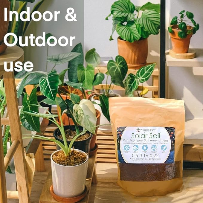 Solar Soil Vermicompost Soil Amendment from Earthworm Castings. All Purpose Plant Food and Dirt Enhancer for Gardens, Vegetables, Fruits, Houseplants. Mix with Potting Soil. (5lbs)
